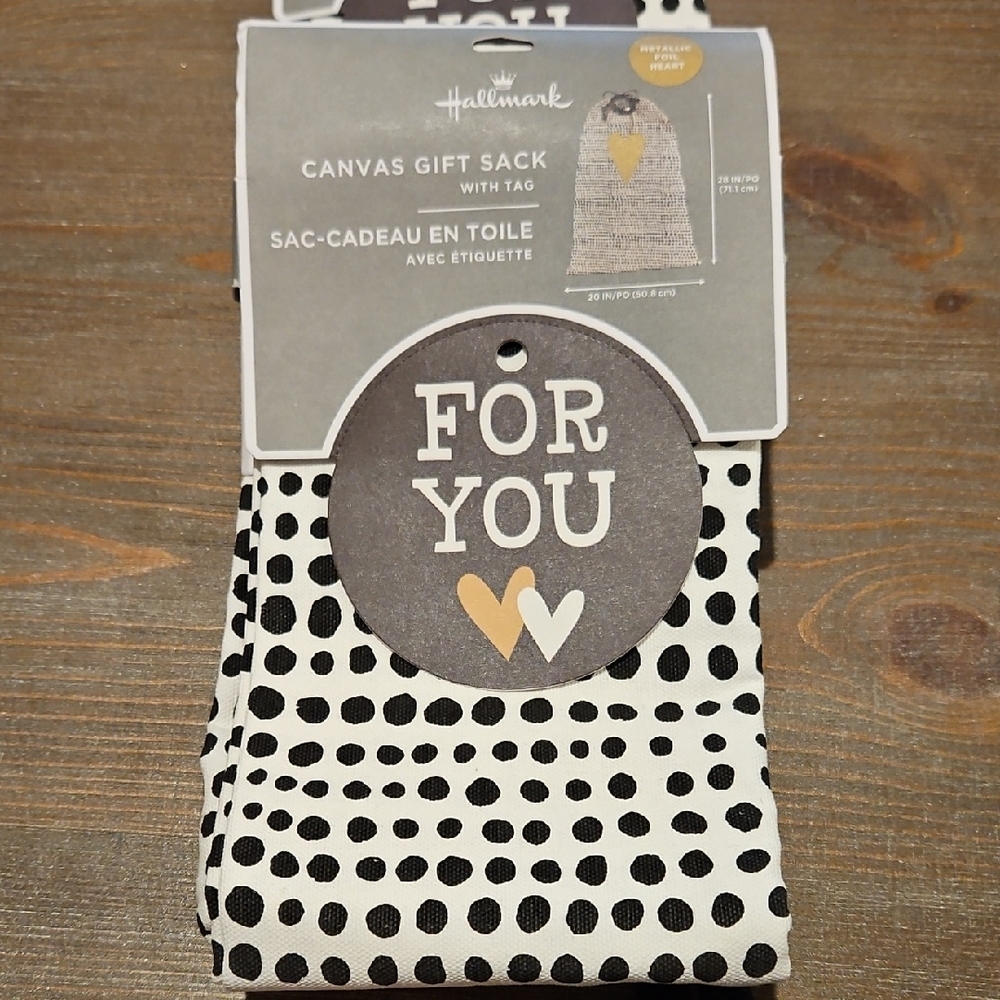 Hallmark Black and White Polka Dot Gift Sack New